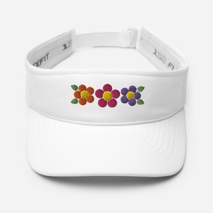 Embroidered Daisy Visor: Colorful Floral Sun Hat