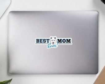 Husky Mom Sticker: Siberian Husky with Blue Eyes