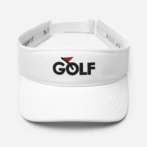 Mens/Womens Golf Visor. Embroidery GRAY Golf /BLUE flag pin, white golf visor. Adjustable sun visor. Order today! Golf gift for golfers!
