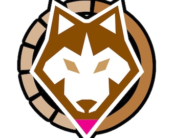 Siberian Husky Sticker: Brown Fur, Red Eyes - Vinyl Laptop Decal