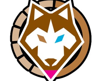 Siberian Husky Sticker: Brown/Red Fur, Blue Eyes - Vinyl Laptop Decal
