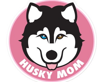 Husky Mom Sticker: Heterochromia Siberian Husky Vinyl Decal