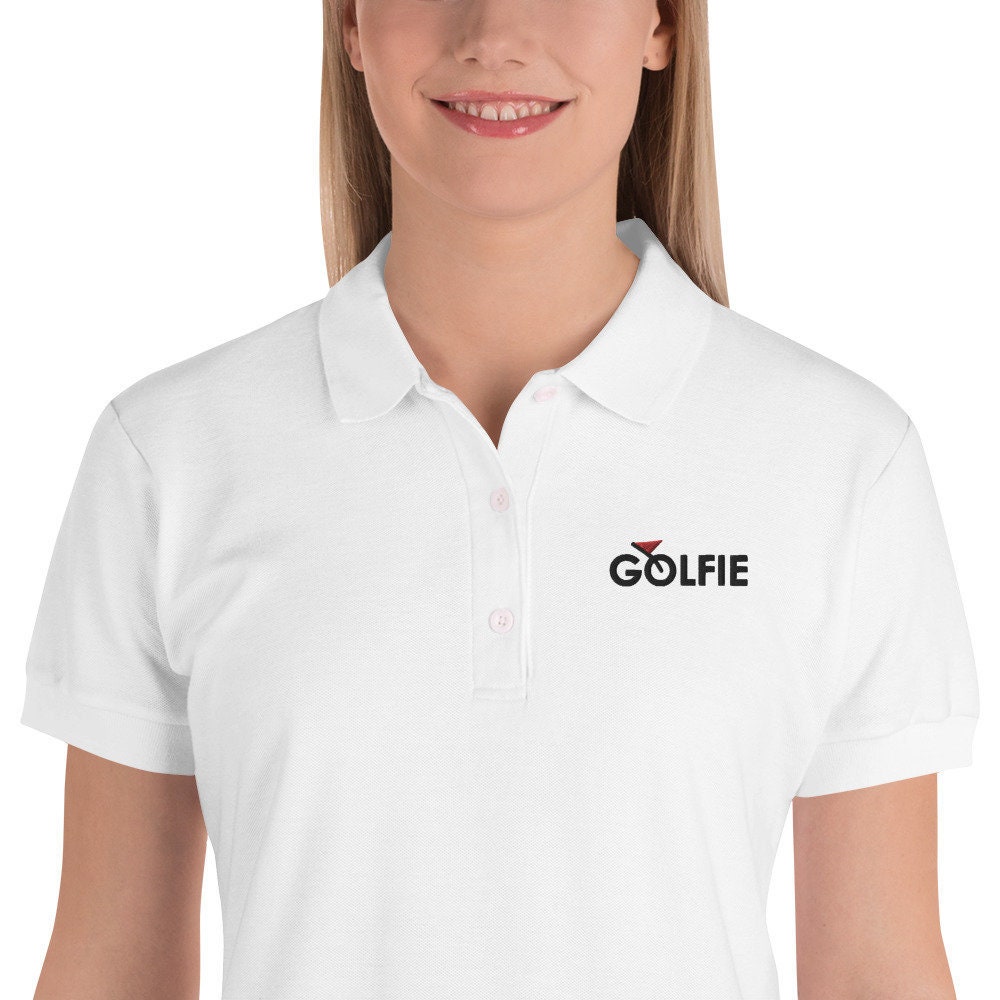 Womens Golf Polo Shirt GOLFIE logo Beautiful Embroidery black Etsy