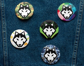 Siberian Husky Pin Set: Bold Pattern Buttons (1.25/2.25 inch)