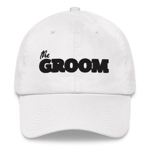 The Groom Hat Black embroidery, Bridal Party hat, gift for Groom, Bachelor Party gift, Honeymoon hat. Black, Navy or white hats.