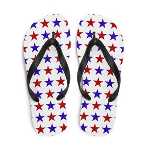 USA Patriotic Flip Flops: Red & Blue Star Sandals