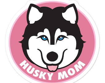Husky Mom Sticker: Glossy Vinyl Decal for Laptop, Car, and More