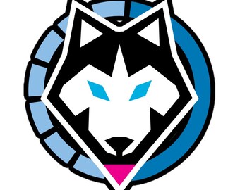 Siberian Husky Sticker: Black & White Fur, Blue Eyes - Vinyl Kiss-Cut
