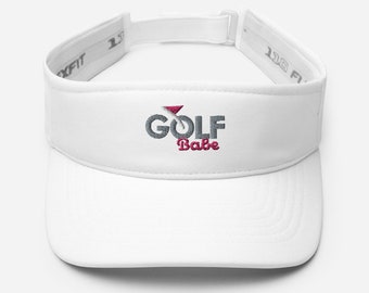 Golf Babe Visor: Embroidered Gray/Pink, Adjustable Strap
