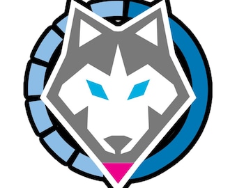 Siberian Husky Sticker: Gray & White Fur, Blue Eyes - Vinyl Kiss-Cut