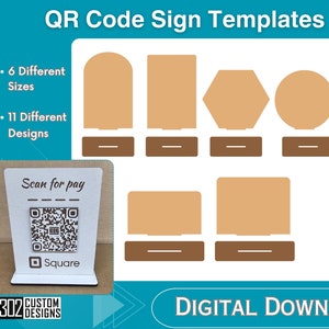 Sjablonen voor betaling via QR-code en sociale media - digitale download - lasergesneden - SVG - digitaal bestand - inclusief LightBurn-bestand