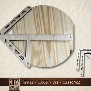 Plantilla de centrador SVG, cuadrícula cortada a láser, archivo digital de regla de centrado, plantilla de radio, archivo Lightburn de guía de alineación