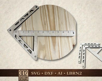 Center Finder Jig Vorlage SVG, Laser Cut Grid, Zentrierlineal Digitale Datei, Radius Jig, Alignment Guide Lightburn-Datei