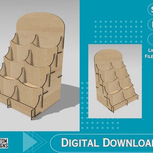 Retail Counter Display Stand, 8 Pocket, Coasters, Stickers or anything up to 4 Inches wide -  Digital File, SVG, Includes LightBurn File