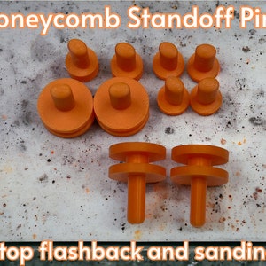 Honeycomb Standoff Pins to prevent flashback for xtool, Glowforge or any laser with a honeycomb. FREE Stop Pins and Fence Pins! 3D Printed