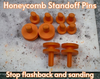 Honeycomb Standoff Pins to prevent flashback for xtool, Glowforge or any laser with a honeycomb. FREE Stop Pins and Fence Pins! 3D Printed
