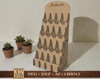 Bookmark Display Stand: 12 Pocket Laser Cut File (Digital File)