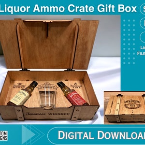 Liquor Ammo Crate Gift Box - Laser CUT - SVG - Glowforge Ready - Digitaal bestand - Inclusief LightBurn-bestand
