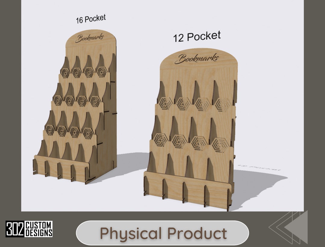 Bookmark Display Stand Holder 16 or 12 Pockets, Bookmarks, Stickers or Anything up to 1.8 Inches