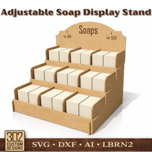 Regulowany stojak na mydło: plik SVG cięty laserowo (Glowforge, kompatybilny z XTool)