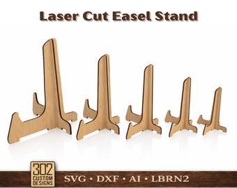 Laserskuret staffliställ storlek 5, tallriksställ, fotoramsdisplay, Glowforge laserskuren fil, Svg | Displayställfiler för skyltar och produkter ES3