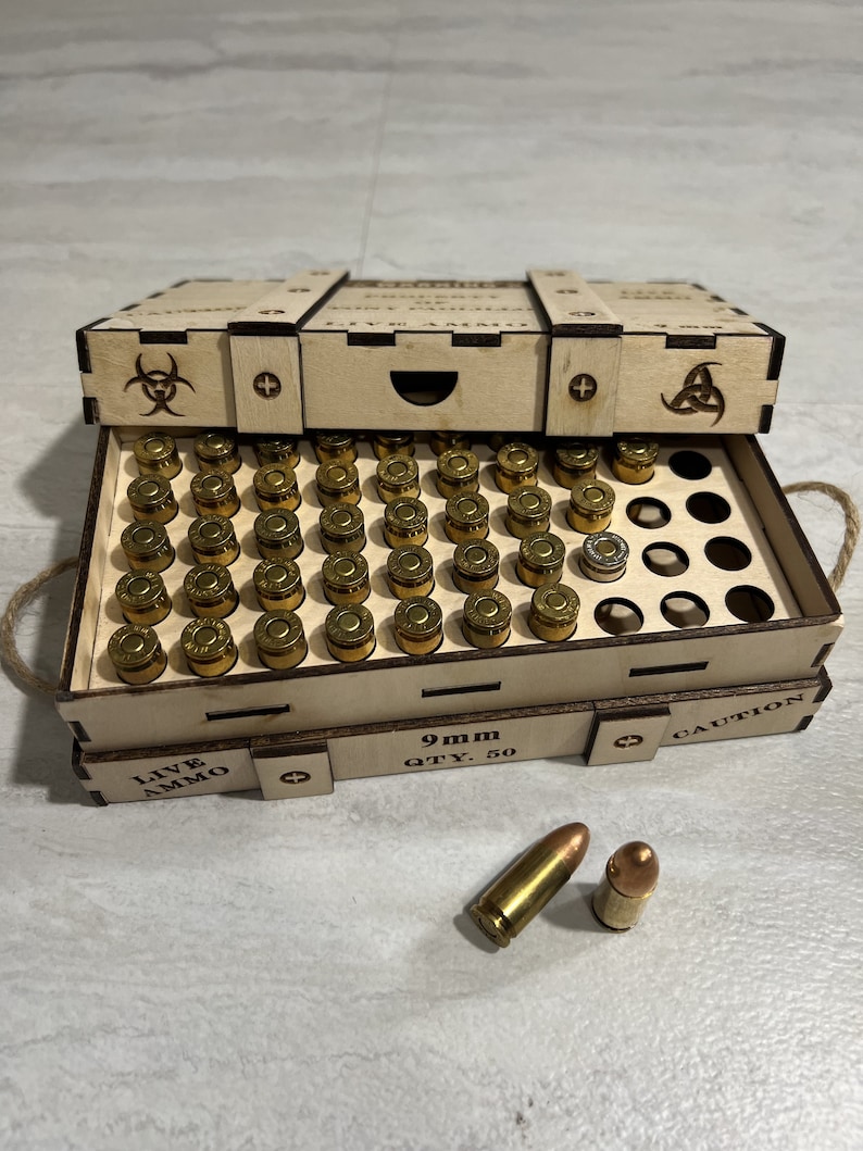 Ammo Crate Bundle- 17 Ammo Crates - 40 - 45CAL - 9 mm 380 - 22LR 223 5,56 308 5,7x28 Kugelhalter Box, Aufbewahrungsbox - SVG - Digitale Datei Bild 9