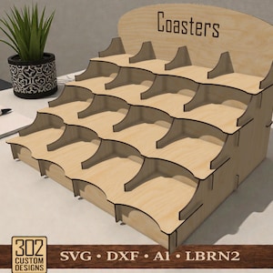 Présentoir pour sous-bocks : 16 pochettes, 10 x 10 cm (fichier numérique, lime LightBurn inclus)