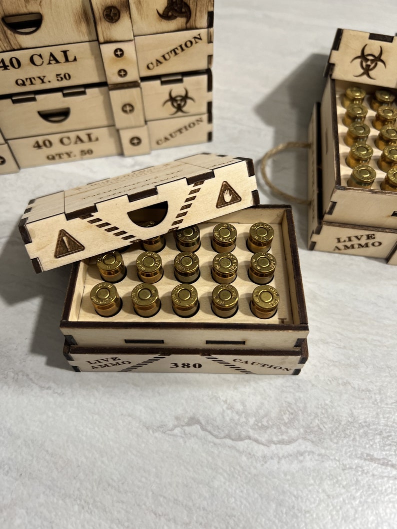 Ammo Crate Bundle- 17 Ammo Crates - 40 - 45CAL - 9 mm 380 - 22LR 223 5,56 308 5,7x28 Kugelhalter Box, Aufbewahrungsbox - SVG - Digitale Datei Bild 5