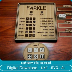 Farkle Dice Brettspiel Tablett, Familien Spieleabend, Brettspiele, Würfelspiele, Gesellschaftsspiele, Würfelbox - Laser CUT - SVG - Digitale Datei