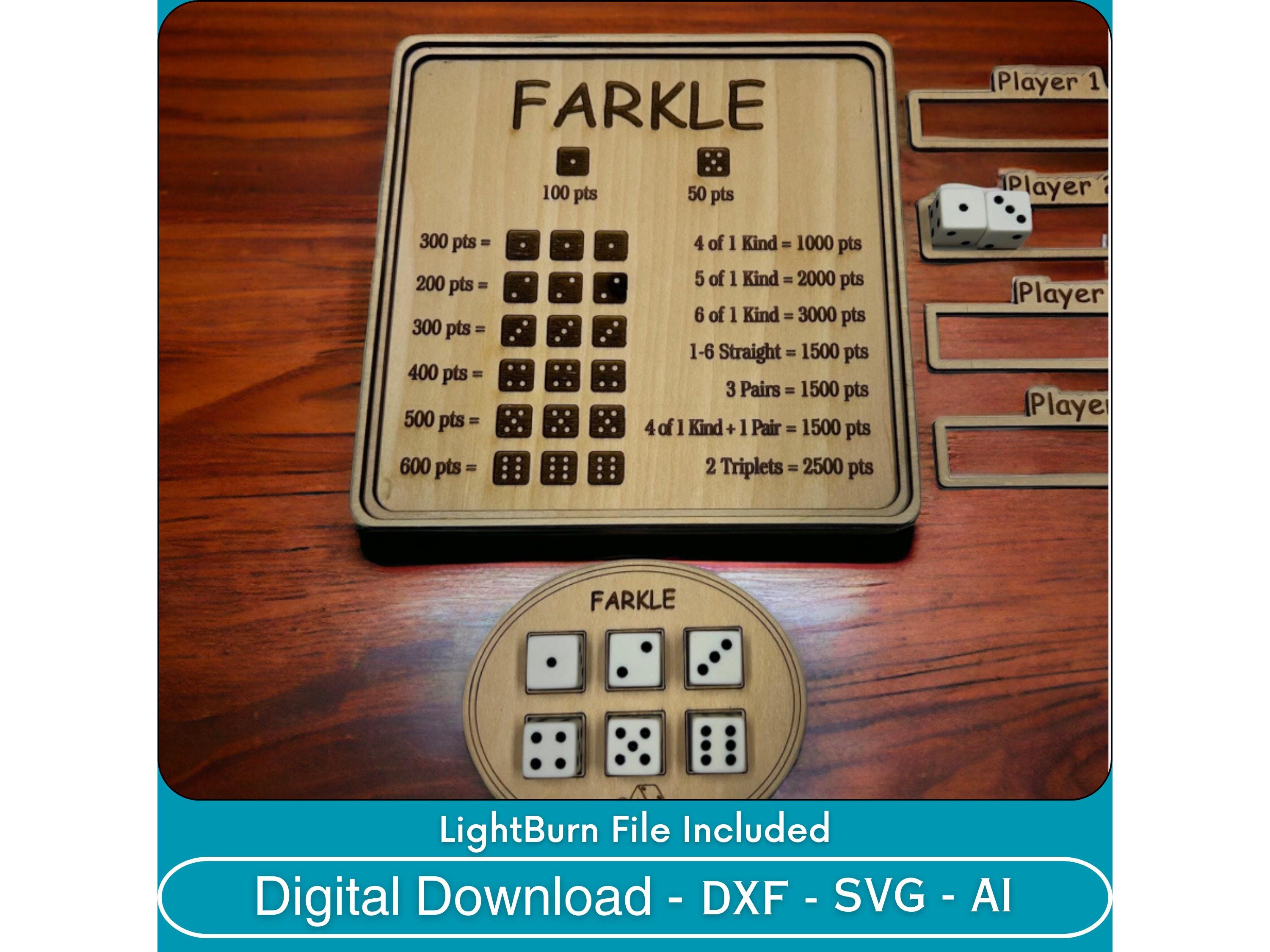 Farkle Dice Board Game Tray, Family Game Night, Board Games, Dice Games, Party Games, Dice Box - Laser CUT - SVG - Digital File