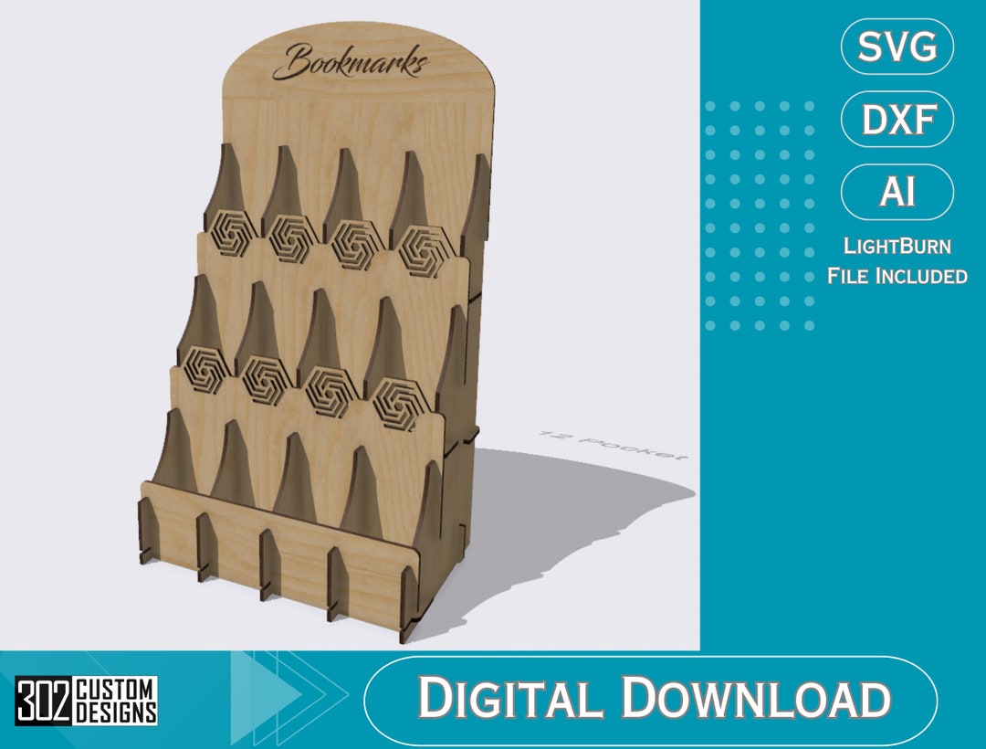 Bookmark Display Stand 12 Pockets, 1.8 Wide, Bookmarks, Stickers or Anything up to 1.8 Inches