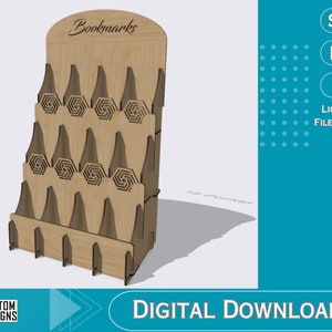 Bladwijzerdisplaystandaard - 12 vakken, 1,8 inch breed, bladwijzers, stickers of iets tot 1,8 inch breed, digitaal bestand, inclusief LightBurn-bestand