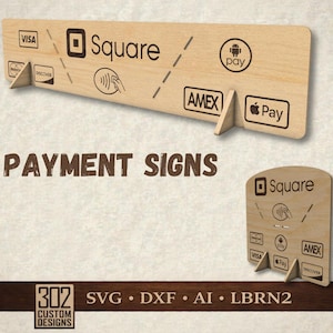 Exhibidores de letreros de pago: cuadrados, archivo SVG cortado con láser de Shopify (archivo digital)
