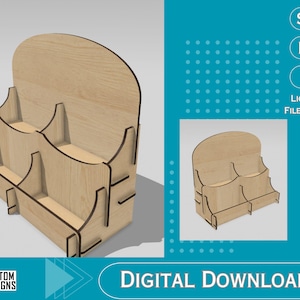 Retail Counter Display Stand, 4 Pocket, Coasters, Stickers or anything up to 4 Inches wide -  Digital File, SVG, Includes LightBurn File