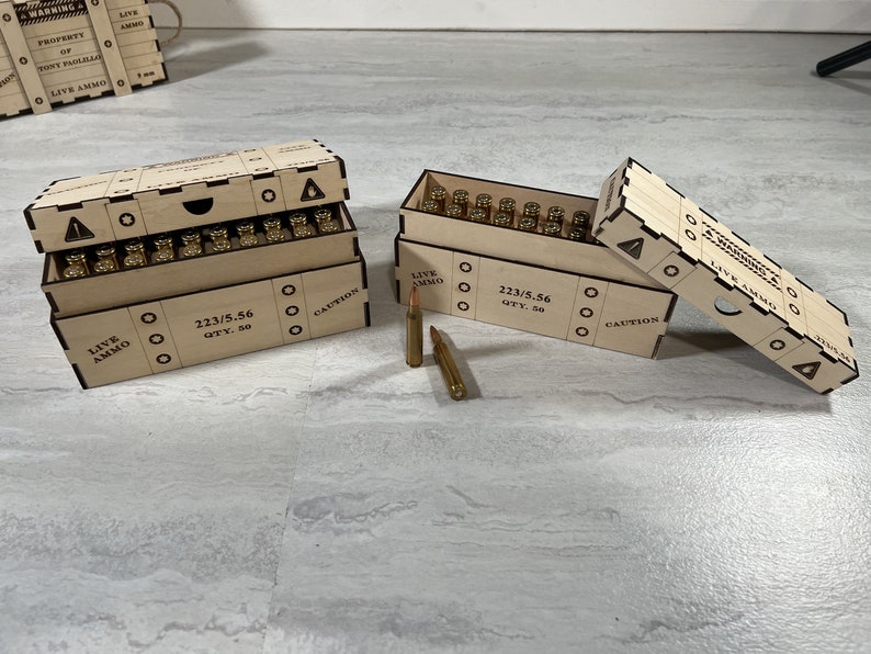 Ammo Crate Bundle- 17 Ammo Crates - 40 - 45CAL - 9 mm 380 - 22LR 223 5,56 308 5,7x28 Kugelhalter Box, Aufbewahrungsbox - SVG - Digitale Datei Bild 7