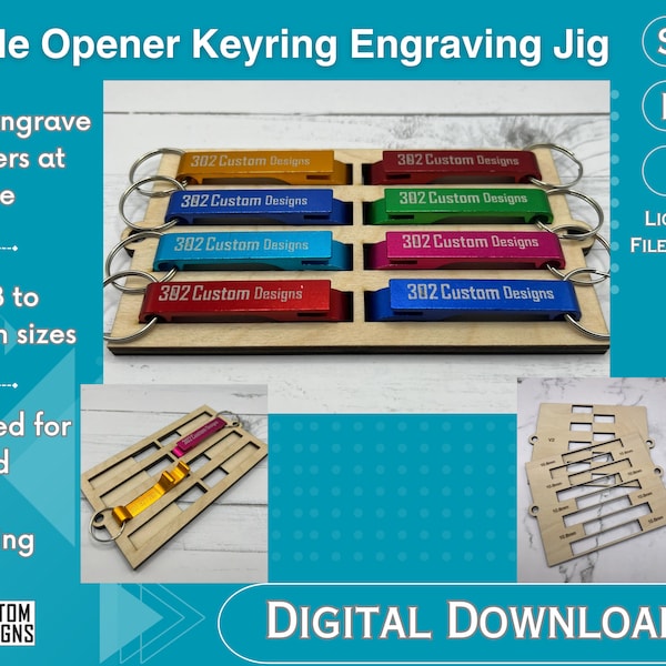 Bottle Opener Keyring Laser Engraving Jig - Fiber - SVG - Digital Download - CO2 Ready - Laser Ready - Lightburn File Included!