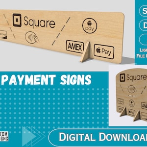Payment Sign Display Stands - Square, Shopify en meer - Laser CUT - SVG - Digitaal bestand - Inclusief LightBurn-bestand