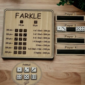 thumbnail image 2 of Farkle Dice Tray Set, Classic Game Oak Wood Tray 2 of 14