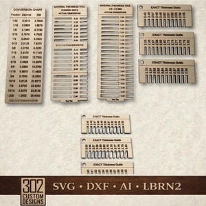 Material - Wood Thickness Gauge - Laser CUT - SVG - Glowforge Ready - Digital File - Includes LightBurn File