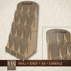 Présentoir de marque-pages SVG | Présentoir de vente au détail découpé au laser de 12 pochettes pour les salons d'artisanat et les marchés | Glowforge xTool | IA DXF