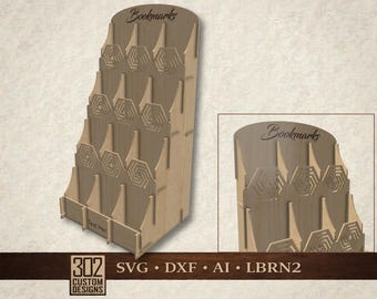 Lesezeichen Display Stand SVG | 12 Pocket Laser Cut Verkaufsdisplay für Handwerksmessen & Märkte | Glowforge xTool | DXF AI