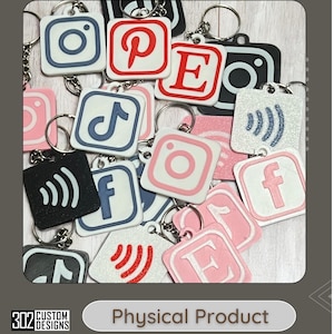 NFC Enabled Social Keychain - Social Media - Compact Keychain - 3D Printed - Facebook, Instagram, TikTok, LinkTree, YouTube, Venmo, Etsy.