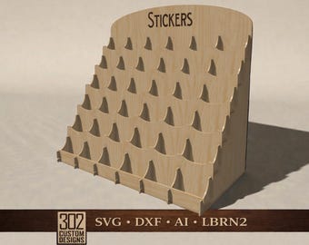 Sticker Display Stand SVG | 36 Slot Laser Cut Retail Display for Craft Shows & Markets | Glowforge xTool