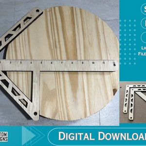 Center Finder Jig Template SVG, Laser Cut Grid, Centering Ruler Digital File, Radius Jig, Alignment Guide Lightburn File