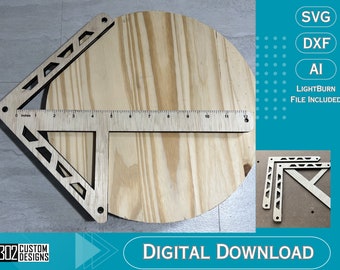 Center Finder Jig Template SVG, Laser Cut Grid, Centering Ruler Digital File, Radius Jig, Alignment Guide Lightburn File