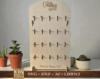 Earring, Keychain, Bracelet Display Stand - Laser CUT - SVG - Digital File - Includes LightBurn File