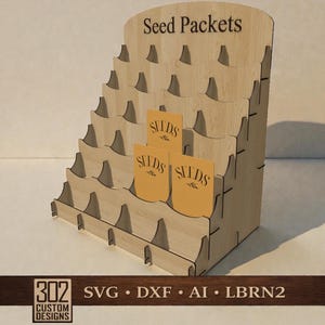12 and 24 Pocket Seed Packet Display Stand: SVG DXF and Lightburn Digital Files