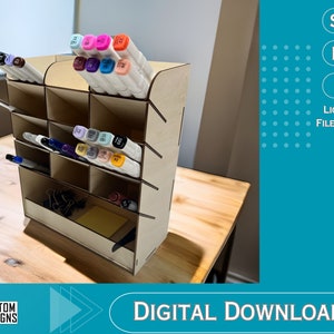 Portapenne multifunzionale, Organizzatore da scrivania, Organizzatore di penne, Articoli di cancelleria da scrivania, Forniture artistiche per ufficio in casa, SVG, File digitale, File LightBurn