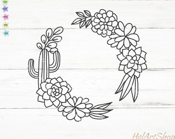 Download Succulent Wreath Svg Etsy