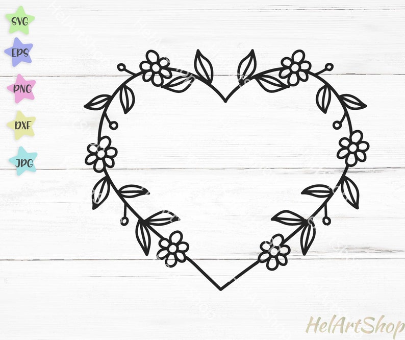 Download Floral Heart frame svg Heart border svg monogram frame svg | Etsy